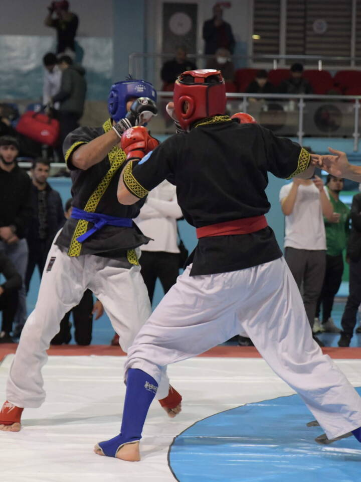 Ayakta dövüşen iki sporcu
